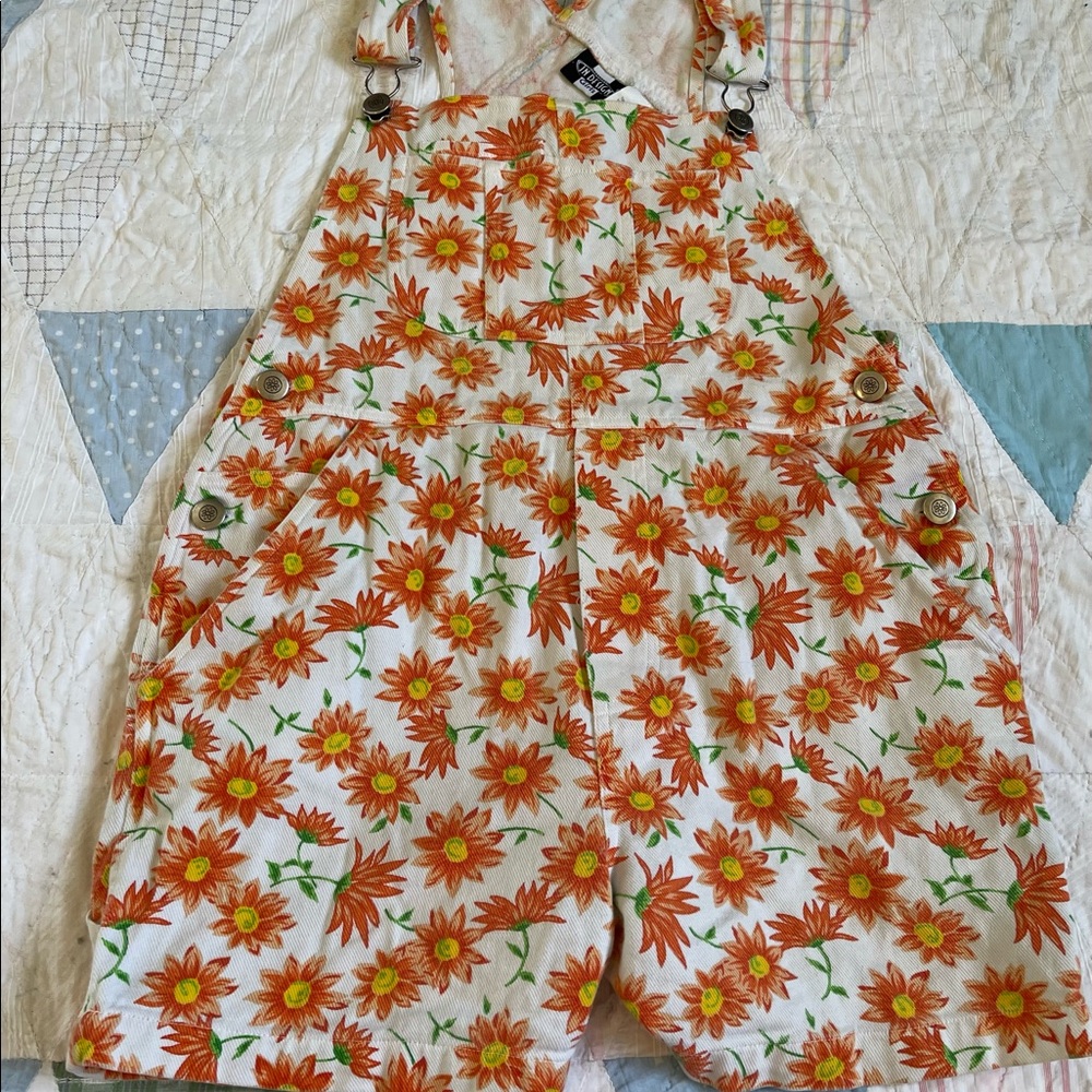 Vintage girl floral Shortalls
